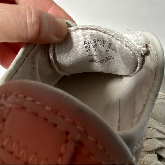 Never worn! AllSaints Milla suede platform sneakers, light gray Size 7 - Picture 11 of 12